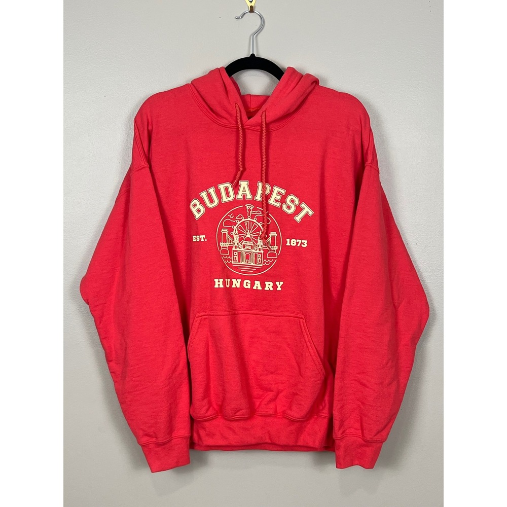 Budapest Hungary Souvenir Hoodie Red Graphic Pullover Sweatshirt Womens XL